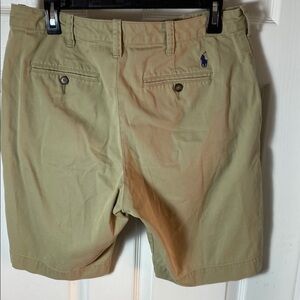 Women’s Polo by Ralph Lauren Tan Flat Button Front Chino Shorts Pockets Size 10